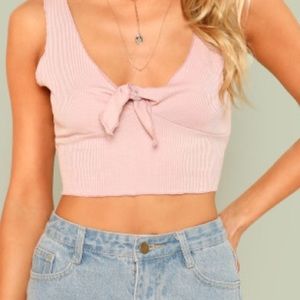 Knot front tie crop tank top